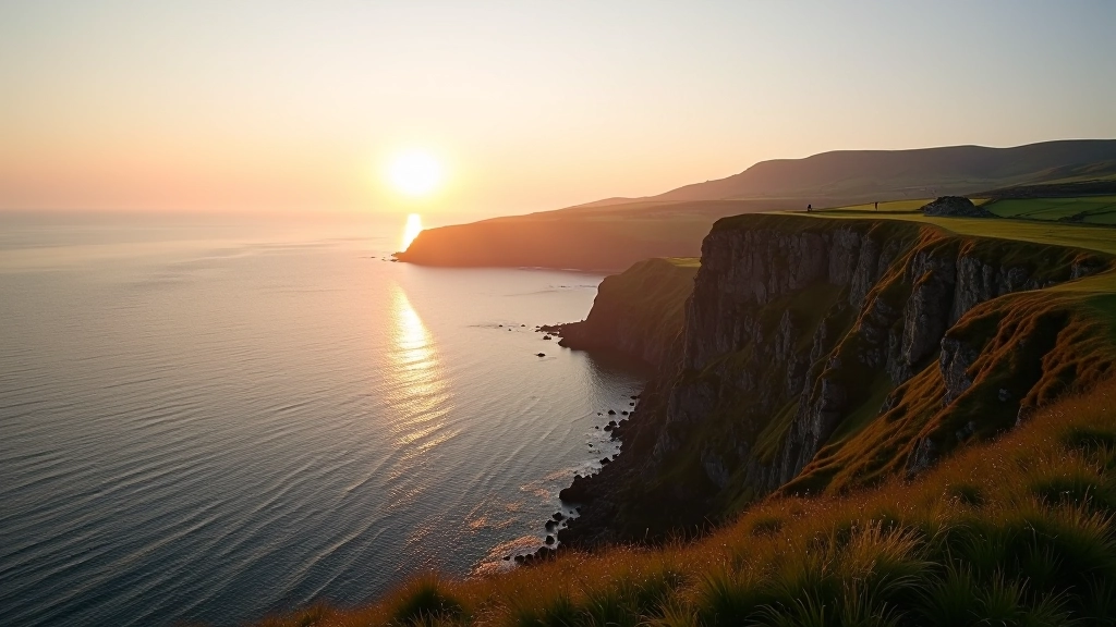 Peaceful coastal landscape at sunset